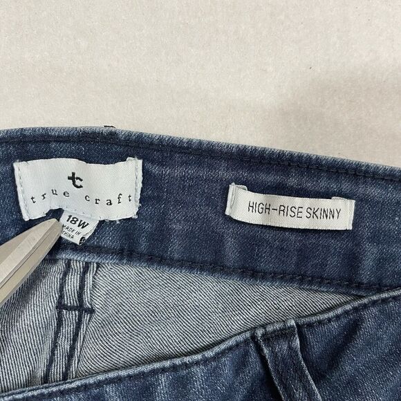Womens True Craft High Rise Skinny Jeans NWT Plus Sz 18W Dark Wash - Picture 9 of 9